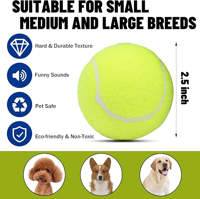Magicorange Dog Tennis Balls,90 Pack 2.5 inch Floatable Squeaky Tennis Balls for Fetch Exercise, Natural Rubber Squeaky Dog Ball Training Safe (Multicolor, 2.5inch)