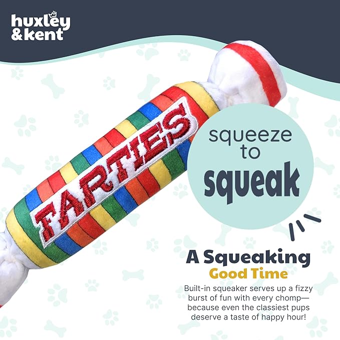 Huxley & Kent Funny Dog Toy w/Squeaker – Power Plush Squeaky Dog Toys for Small, Medium & Large Dogs – Soft Stuffed Animal for Indoor Play & Fetch - Farties, Large