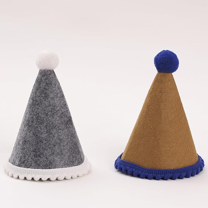 Dog Birthday Hat Set for Small Medium Dogs Cat Puppies, Mini Party Hat with Adjustable Headbands, Cute Pet Hat with Pompons for Birthday Christmas Party Decoration Accessories (Small 3.5 inch 20pcs)