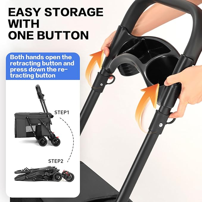 Pet Stroller Cat Dog Stroller Travel Folding Pet Carriers（Black）