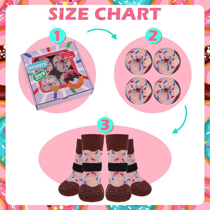 EXPAWLORER 4 Pcs Anti Slip Dog Socks, Dog Shoes for Hot Pavement, Dog Booties for Hardwood Floor, Prevent Licking Paws, Boots & Paw Protectors for Small Medium Large Senior Dogs