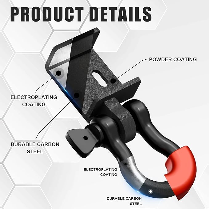 YZOAN Demon Front Tow Hook Bracket, Compatible with 2009–2023 Toyota Tacoma, 2-Pack 3/4" D-Ring Shackles with 7/8" Screw Pin, Isolators & Washers – Red Off-Road Hitch Mount