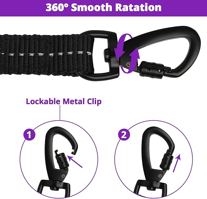 Long Dog Leash 50 FT: Heavy Duty Rope Leashes for Dogs Training with Swivel Lockable Hook Reflective Threads Bungee and Padded Handle - Dog Lead for Large Small Medium Dogs Outside Walking Hiking