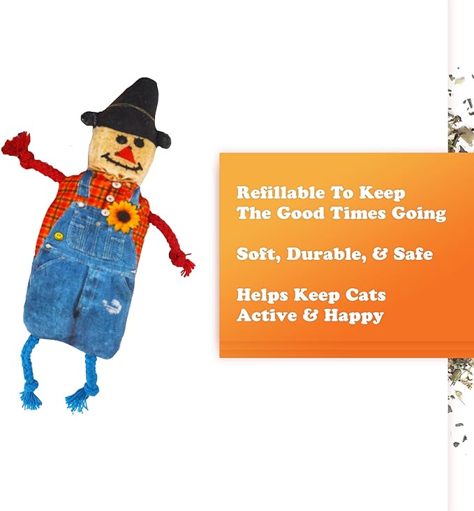 Meowijuana Refillable Cat Toys | Get Spooked - Scarecrow Catnip Toy | Includes Potent Hand Harvested Catnip Grown in North America | Promotes Play and Cat Health