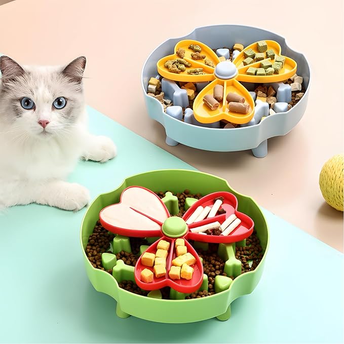 Elevated Slow Feeder Bowl for Cats and Dogs - Raised Puzzle Food Dish with Non-Slip Stand, Anti-Choke Maze Design for Fast Eaters, Indoor Pets - Improves Digestion for Kittens, Puppies (Green)