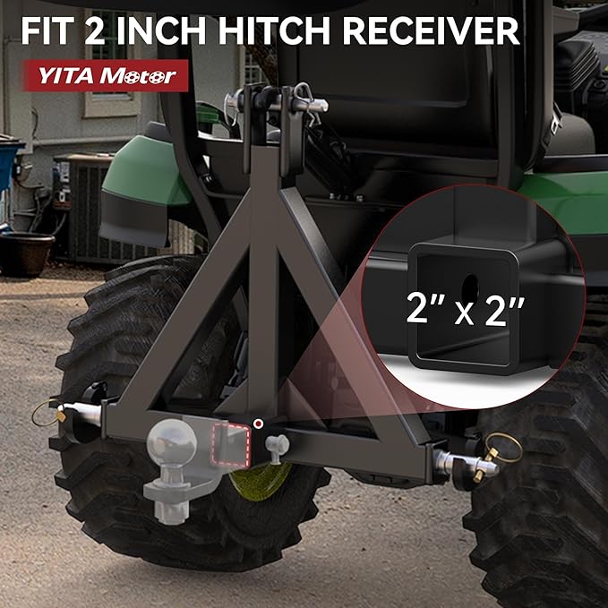 YITAMOTOR 3 Point Trailer Hitch with 2" Receiver for Category 1, 3 Pt Tractor Quick Hitch Drawbar Adapter for Kubota, John Deere, BX, LM25H, WLM Tractor, NorTrac, Yanmar, Kioti, Cat