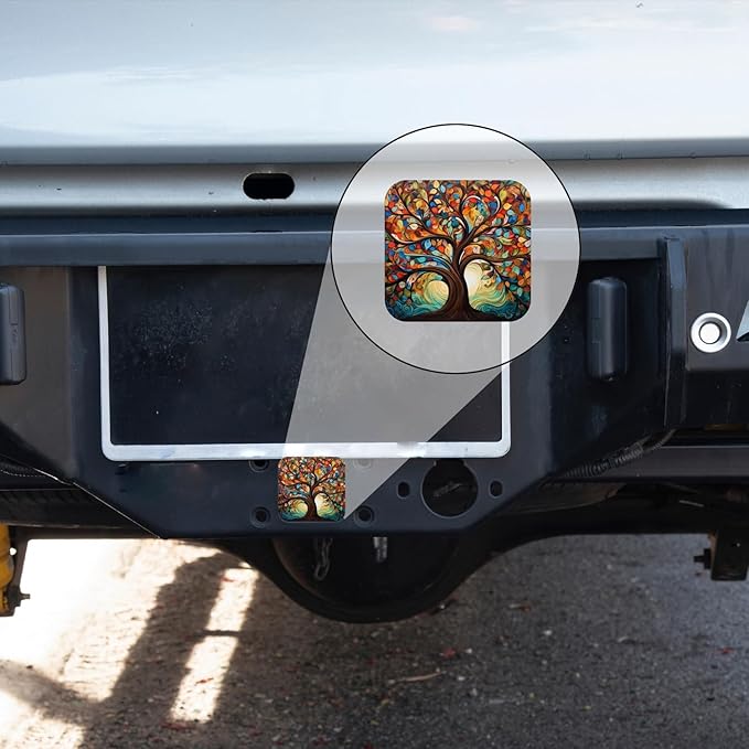 Hitch Cover Fits for 2-Inch Hitch,Tree of Life with Many Leaves and Swirls Rubber Trailer Hitch Cover Tube Plug Insert,Car Exterior Accessories, Receiver Tube Hitch Plug