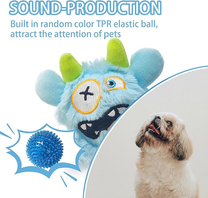 Squeaky Plush Pet Toy Ball, Dental Care, Skin-Friendly and Soft and Relieve Stress,Dog Training Interactive Pet Cute Plush Fashionable Toy Ball (Sky Blue,Large)