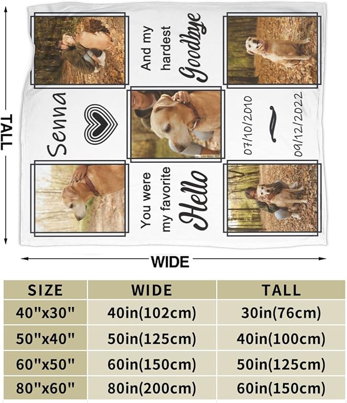 Funnylife Custom Pet Dog Blanket Using Photo and Name Custom Dog Blanket Personalized Dog Blankets Cat Picture Blanket Pet Photo Blanket Dog Dad Gift 40x50