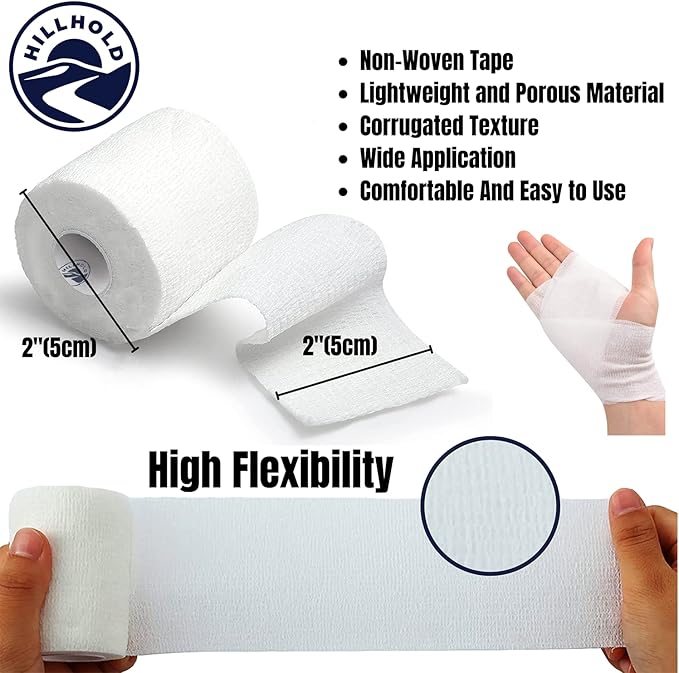 2 Inch - 12 Rolls Self Adhesive Bandage Wrap Vet Wrap for Dogs - Athletic Cohesive Bandage Wrap for Sports Injury, Strain, Knee&Wrist, Ankle Sprains. First Aid Non-Woven Bandages