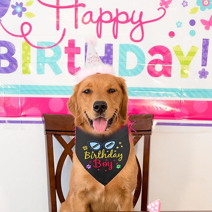 Dog Birthday Bandana, Triangle Dog Bandanas Party Supplies Bandanas Boy Girl Dogs Birthdays Gift Plaid Bibs Scarf Adjustable Accessories for Small Medium Large Puppy Pet