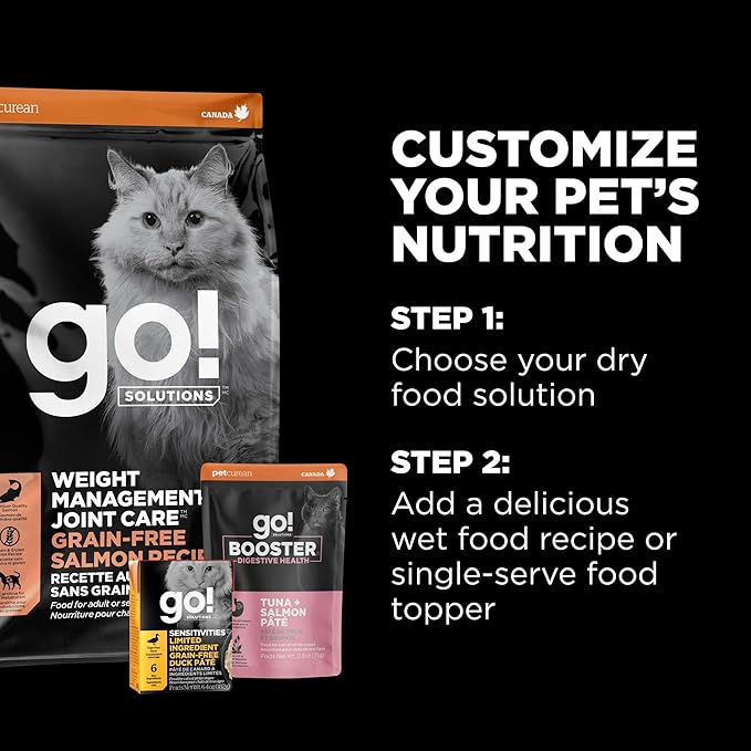 Go! Solutions Weight Management + Joint Care, Grain-Free Dry Cat Food, Salmon Recipe, 6 lb Bag