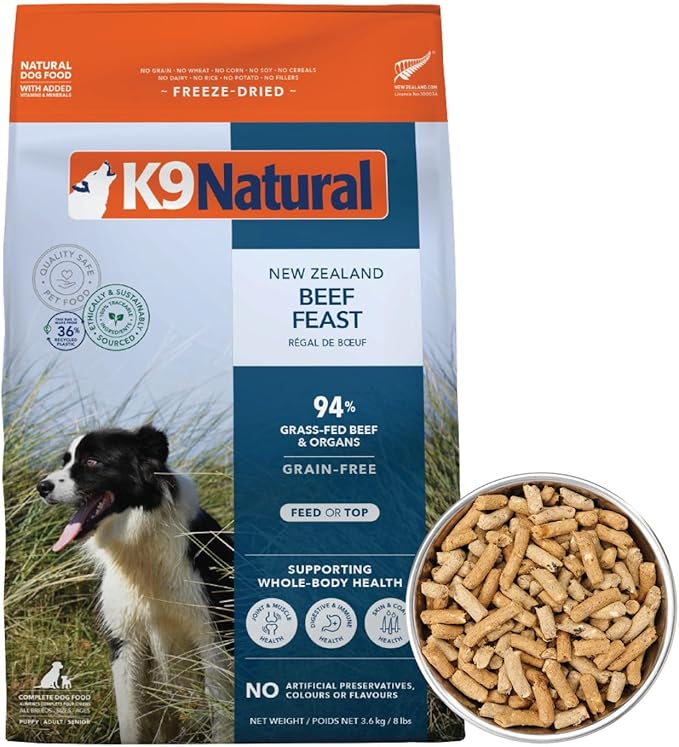 K9 Natural - Grain Free Freeze Dried Dog Food - Beef, 8lb