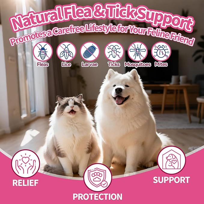 Flea & Tick Prevention for Dog and Cat, Natural Oral Flea & Tick Support Drops with Multivitamin Omega-3 for Pets - Supports Healthy Skin & Coat - Flea Herbal Drops All Breeds and Sizes - Bacon