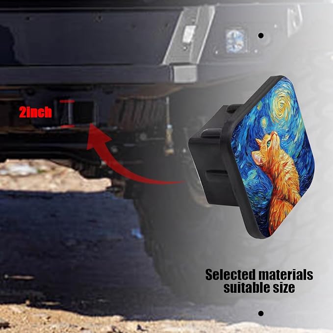 Hitch Cover Fits for 2-Inch Hitch,Orange Cat Gazing at The Starry Sky Rubber Trailer Hitch Cover Tube Plug Insert,Car Exterior Accessories, Receiver Tube Hitch Plug