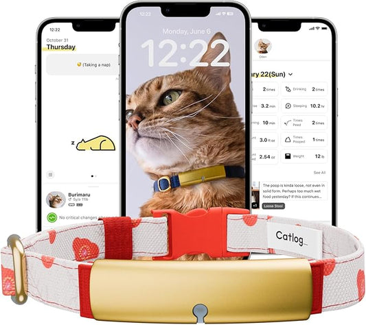 Health Tracker for Cats - Smart Cat Collar with Safety Breakaway Buckle for Indoor Cats, Wellness Alerts, Real-time Monitoring (Kimono (Ume),M)