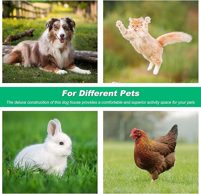 FDW Dog House Indoor Outdoor Durable Ventilate Waterproof Pet Plastic Dog House for Small Medium Large Dogs Insulated Puppy Shelter Kennel Crate with Air Vents and Elevated Floor