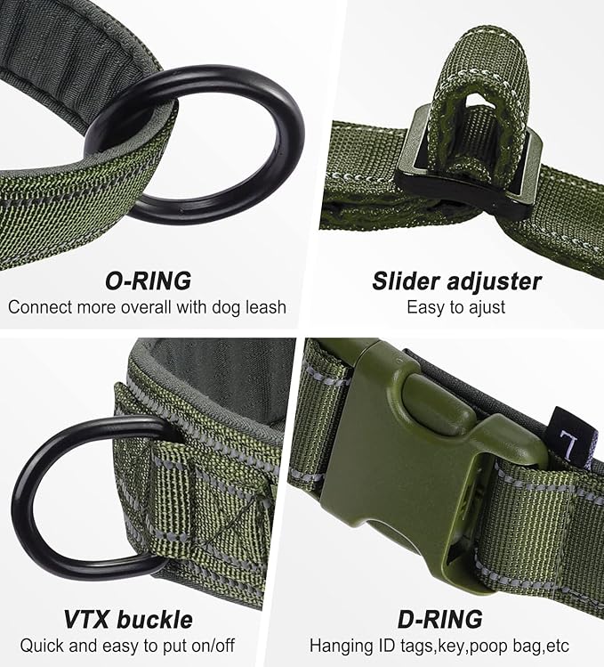 Green No Pull Dog Harness for Small Medium Large Sized Dog, Reflective Escape Proof Adjustable Dog Harnesses with 2 Patch, S