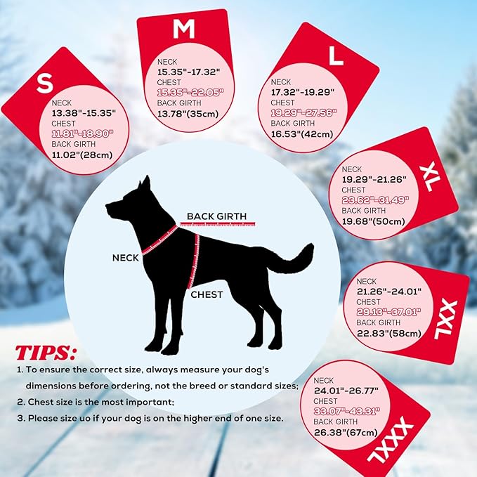 EMUST Winter Dog Jacket, Windproof Dog Apparel for Cold Weather, Reflective Coats for Dogs, Warm Puppy Jacket for Cold Winter, Red S