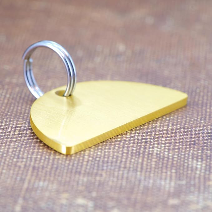 Ultra Joys Personalized Cat Collar Name Tag Small Pet ID Tags for Cats - Customized Mini Cute Dog Cat ID Tag - Bothside Engravable Lightweight Durable Stainless Steel - Semi Circle Tag in Gold