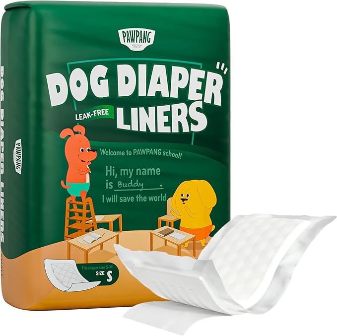 PAWPANG Disposable Dog Diaper Liners Booster Pads for Male & Female Dogs, 100ct, 4 Sizes Options, Doggie Diaper Inserts fit Most Types of Dog Diapers - Pet Belly Bands & Male Wraps (Small (100 ct))