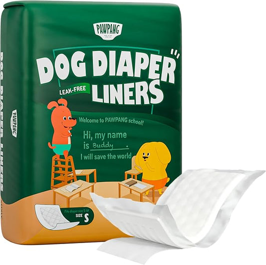 PAWPANG Disposable Dog Diaper Liners Booster Pads for Male & Female Dogs, 100ct, 4 Sizes Options, Doggie Diaper Inserts fit Most Types of Dog Diapers - Pet Belly Bands & Male Wraps (Small (100 ct))
