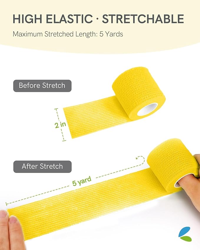 FriCARE Self Adhesive Bandage Wrap, Medical Tape in First Aid Kit, Cohesive Bandages for Wounds Sport Vet, 2 Inches X 5 Yards 6 Rolls, Fresh