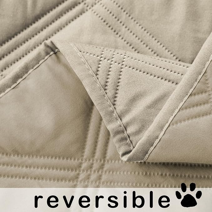 fuguitex Waterproof Dog Blanket Reversible for Small Dogs Resistant Leakproof Washable Couch Cushion Bed Protector Cover for Indoor Furniture Pet Friendly（30"*70",Brown+Khaki+Khaki