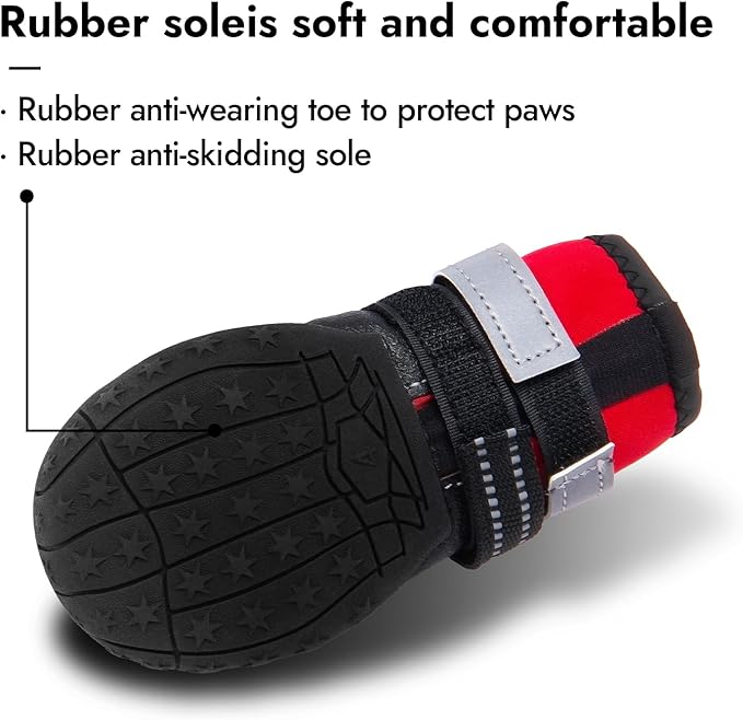 Paw Protectors for Hot Pavement, Summer Heat Protection, Mesh Breathable Skid-Resistant Dog Booties for Hardfloors, Walking Running Hiking (Red,1# (3XS)