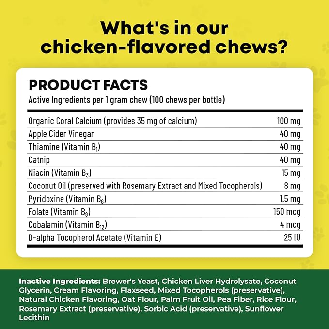 Guardian's Choice Flea and Tick Chewable Treats for Cats – No Harsh Chemicals – 100 Chicken-Flavored Chews Pets