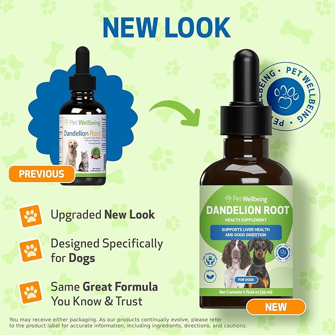 Pet Wellbeing Dandelion Root for Dogs - Liver & Heart Health, Digestive Function, Blood Sugar Support, Certified Organic - Veterinarian-Formulated Herbal Supplement 2 oz (59 ml)