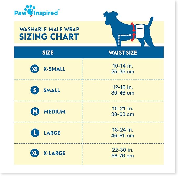 Paw Inspired 3ct Male Dog Wraps Washable, Belly Band for Dogs | Washable Dog Diapers, Reusable Male Dog Diapers for Marking (Medium (3 ct.), Assorted (White Lining))