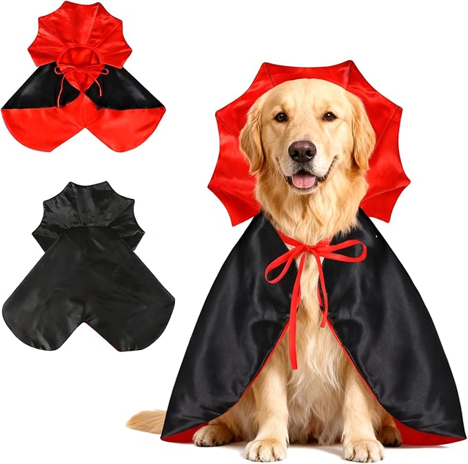 Cat Vampire Cloak-Pet Halloween Costumes, Dogs Cats Cape, Pet Cosplay Vampire Cloak & Accessories Costume Outfit for Halloween Party (Red,M)