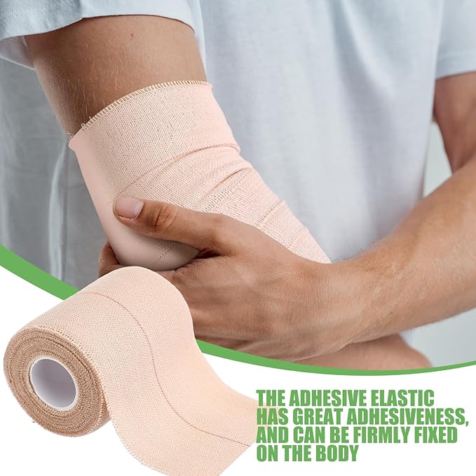 Geiserailie 12 Rolls 3 Inches Elastic Tape Adhesive Elastic Tape Self Adhesive Bandage Wrap Flexible Stretch Bandages for Sports Ankle, Knee and Wrist Sprains Animal Pets, 5 Yards