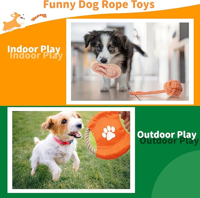 Dog Rope Toy, 8 Pack Cotton Chew Rope Toys for Dogs, Puppy Chew Toys for Teething & Boredom Relief, Tug of War Dog Toy for Small Breed Puppies