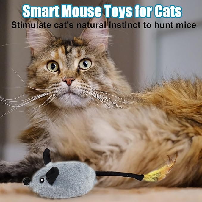 Mity rain Interactive Dog Toys, Fake Mouse Moving Dog Toy with Automatic Sensor, Dog Mouse Toy with Realistic Sound & Extended Tail, Automatic Dog Toy for Cats Dogs Pet, Squeaky Dog Toys