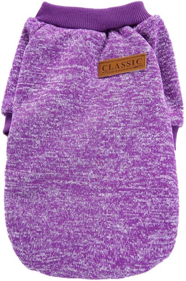 Jecikelon Dog Clothes Dogs Sweater Soft Puppies Clothing Winter Puppy Sweaters Warm Outfit for Dogs Small XXS XS Cat Apparel (Purple, M)
