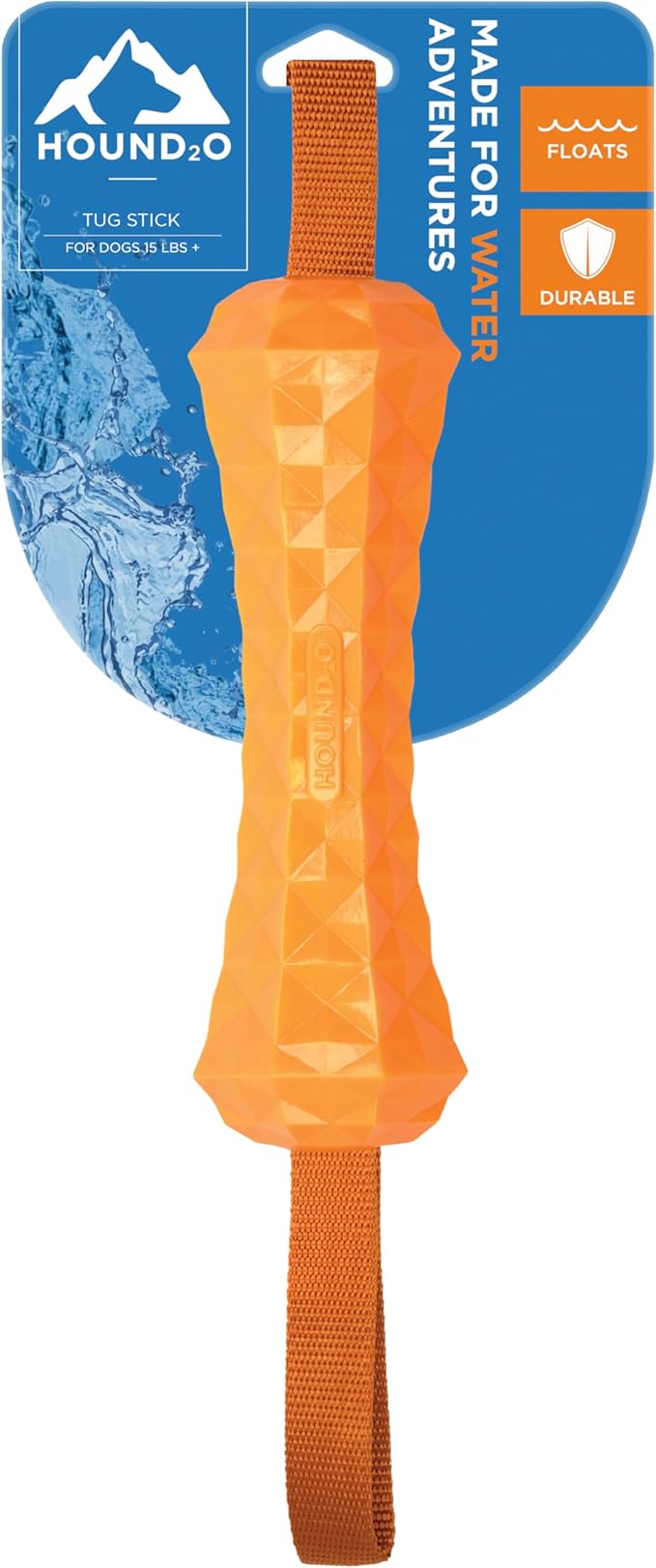 Playology Hound2O Dog Toys | Floating Tug Stick for Tug of War | Orange Outdoor Toy - Easy to Clean and Made from Non Toxic Materials