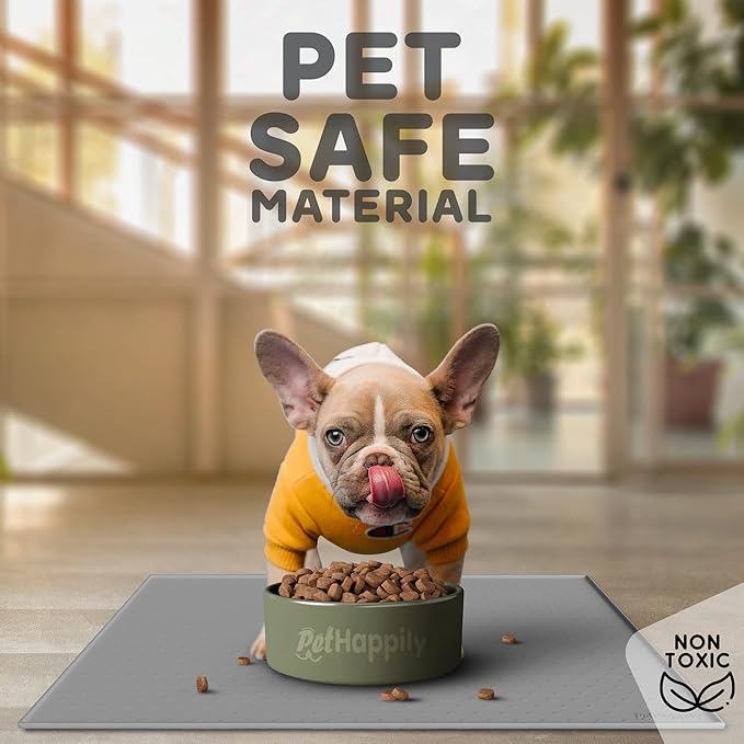 Dog Food Mat - Raised Edges Dogs Mat for Food and Water Prevent Spill, Waterproof Cat Food Mats Protect Floors, Easy Clean Dog Bowl Mats for Food and Water, Silicone Pet Feeding Placemats