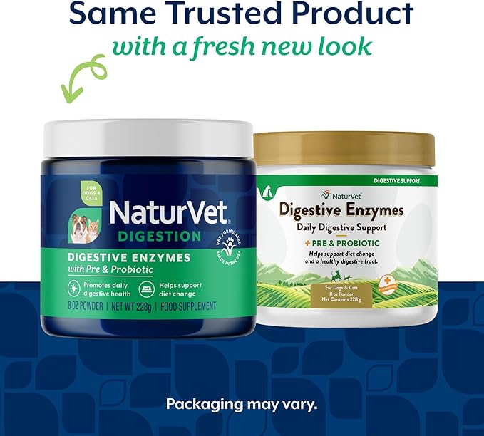 NaturVet – Digestive Enzymes for Dogs - Plus Probiotics & Prebiotics | Helps Support Diet Change & A Healthy Digestive Tract | for Dogs & Cats | 8 oz Powder