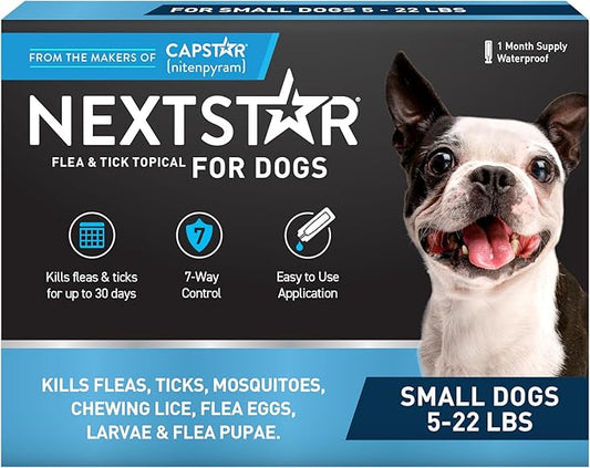 NEXTSTAR Flea and Tick Prevention for Dogs, Repellent & Control, Fast Acting Waterproof Topical Drops, Flea and Tick Prevention for Small Dogs, 1 Monthly Dose