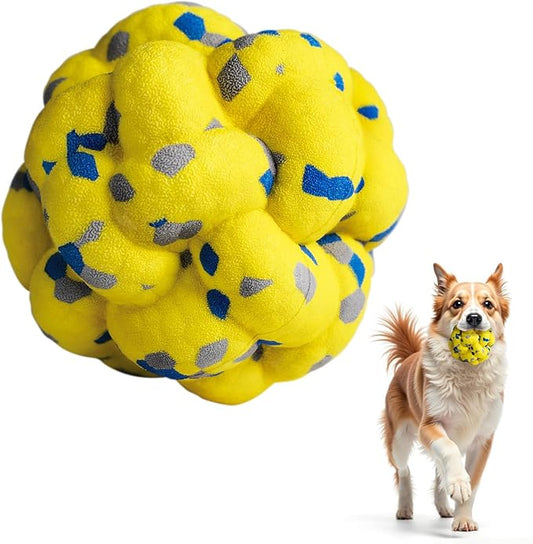 Upgrade Dog Balls Interactive Toys for Aggressive Chewers, Indestructible Tennis Durable Bouncy for Fetch Game, Lightweight Floating, Yellow