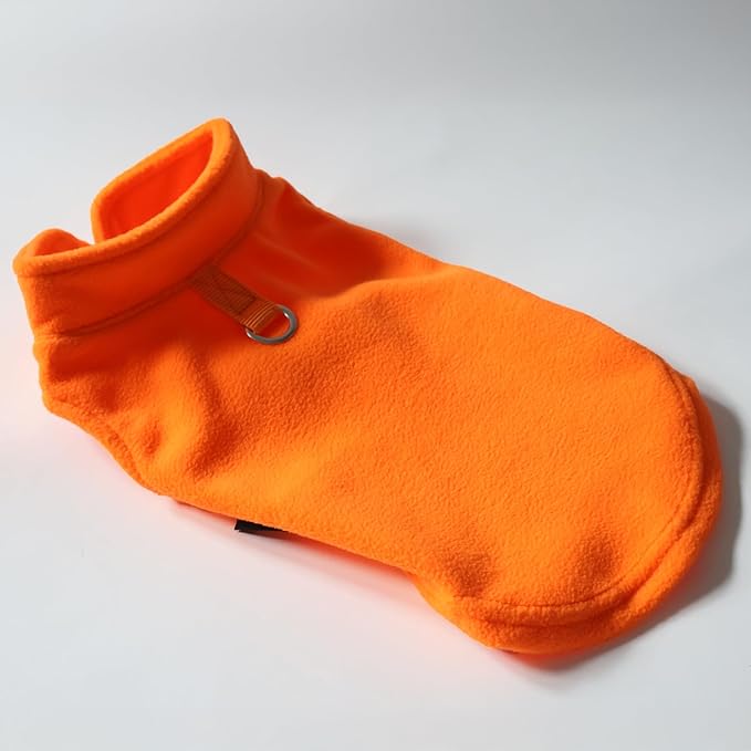 JACKO & CO - Fleece Vest Dog Sweater with Leash Ring - Soft, Warm & Lightweight Pullover Coat for Small & Medium Dogs, Puppies & Cats - Cozy Fall/Winter/Spring Pet Jacket (Pumpkin, X-Large 17-25lbs)