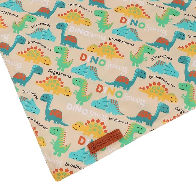 ADOGGYGO Dinosaur Dog Bandanas 2 Pack, Reversible Colorful Animal Pet Scarf, Premium Fabric, Adjustable Fit Yellow Blue Dinosaur Bandanas for Small Dogs (Small)