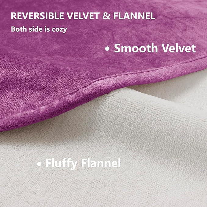 Waterproof Blanket for Bed Protection, Washable Dog Blankets for Couch, Soft Reversible Pet Throw Furniture Protector Cover for Sofa-82"x108",Purple+Cream