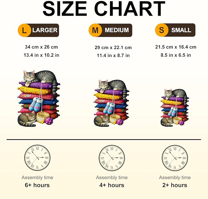 KAAYEE Wooden Puzzles for Adults, Pillow Kitten Puzzles, 150 Piece Unique Animal Shape Puzzle, Cat Wood Puzzle for Adults, Creative Gifts for Cat Lover/Friends/Family, Home Decor(11.4 * 8.7in)