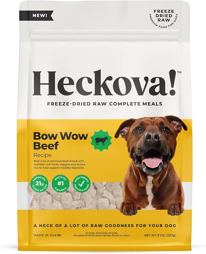 Bow Wow Beef - Freeze Dried Raw Dog Food, Complete Meal, Beef Liver and Kidney Bites for Training, Meal Topper, High Protein, 21g Per Cup, Made in The USA, 8oz Bag