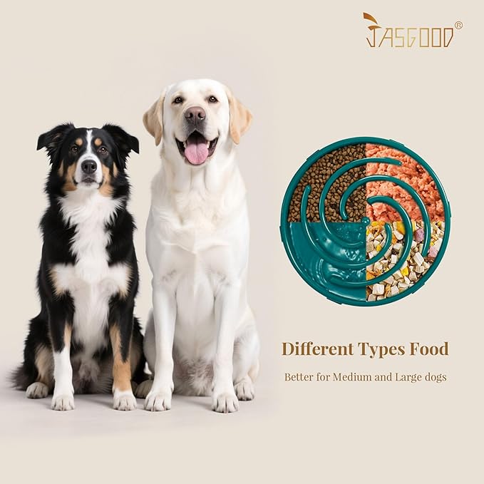 JASGOOD Slow Feeder Dogs Bowl for Large Medium Dogs,Anti-Gulping Pet Slower Food Feeding Bowls Stop Bloat,Preventing Choking