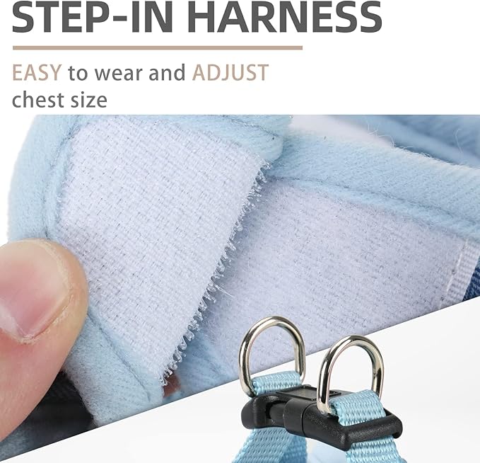 PUPTECK Adjustable Dog Harness Collar and Leash Set Step in No Pull Pet Harness for Small Medium Dogs Puppy and Cats Outdoor Walking Running, Soft Mesh Padded Reflective Vest Harnesses, Blue M