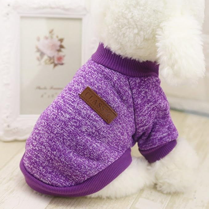Idepet Pet Dog Classic Knitwear Sweater, Soft Fleece Coat for Small,Medium Dog,Warm Pet Dog Cat Clothes,Puppy Customes 2 Color (XXL, Purple)